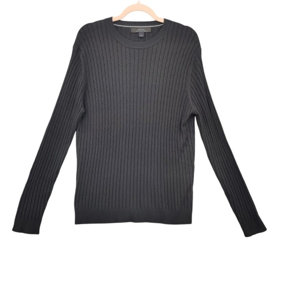 Express Mens Preppy Quiet Luxe Silk Cashmere Cable Knit Sweater L Minimalist
